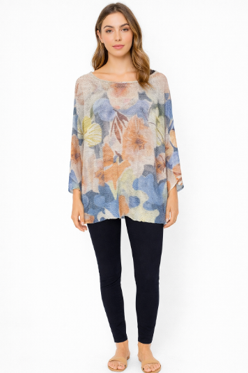 Italian Muted Multi Color Garden Mesh Top
