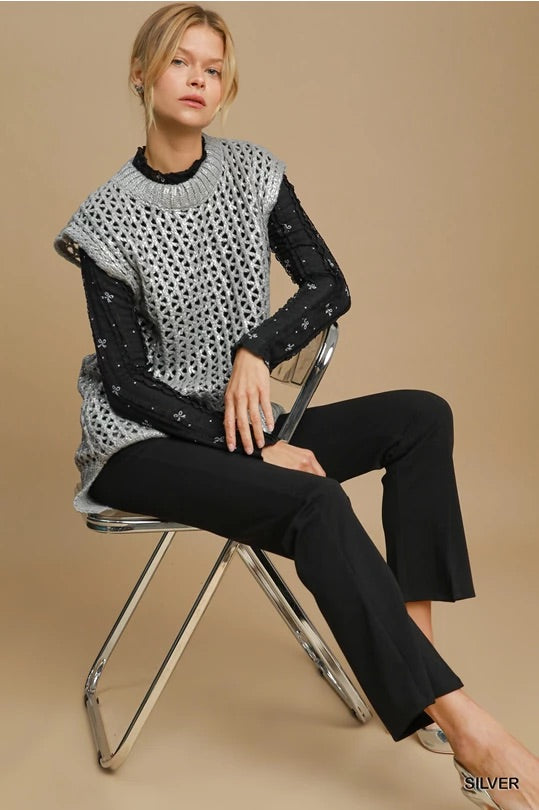 Umgee Metallic Foil Sweater Tunic Umgee