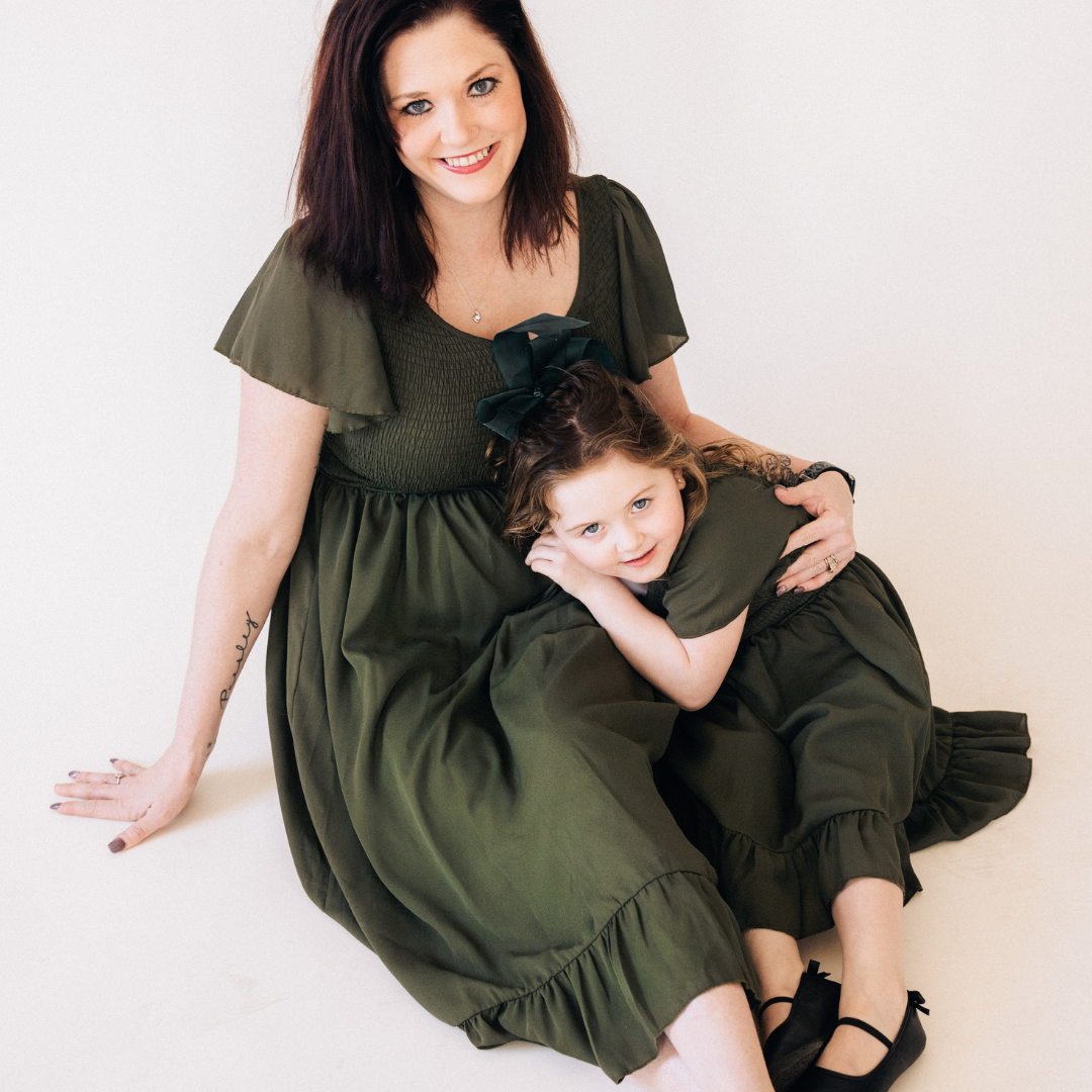 Dark Green Chiffon Dress - Child: 4-5T