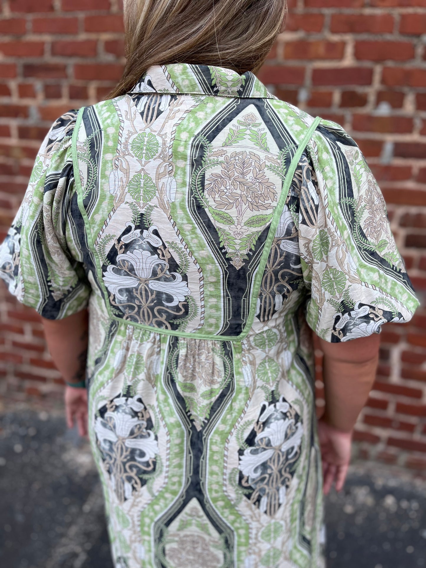 PLUS Umgee Abstract Print Smocked Midi Dress