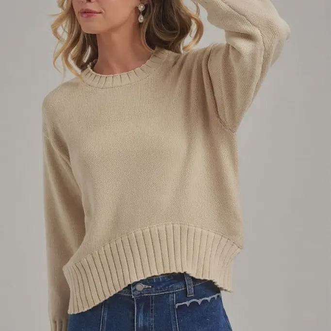 BON Lightweight Essential Sweater Top – Oatmeal
