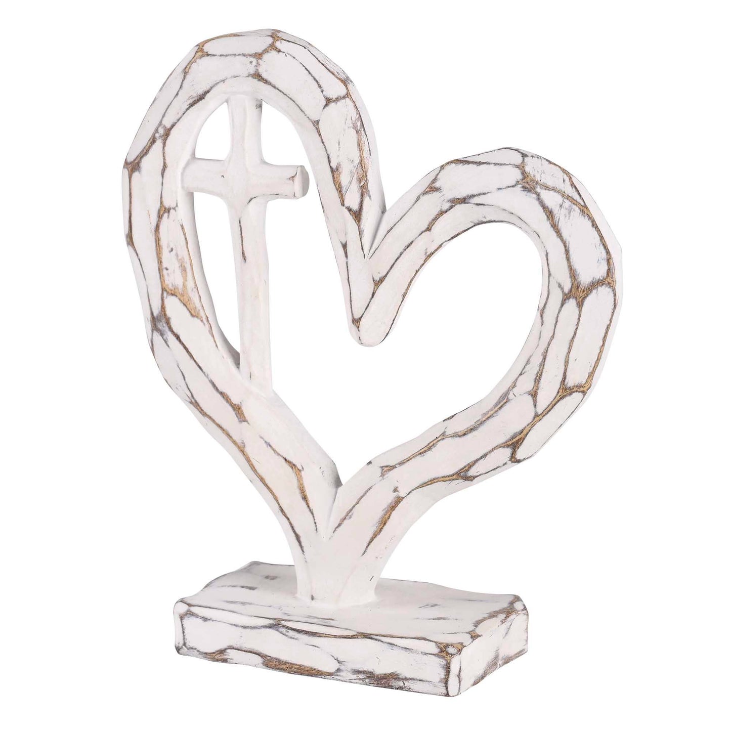 Tabletop Heart With Cross White 7.5H Dicksons