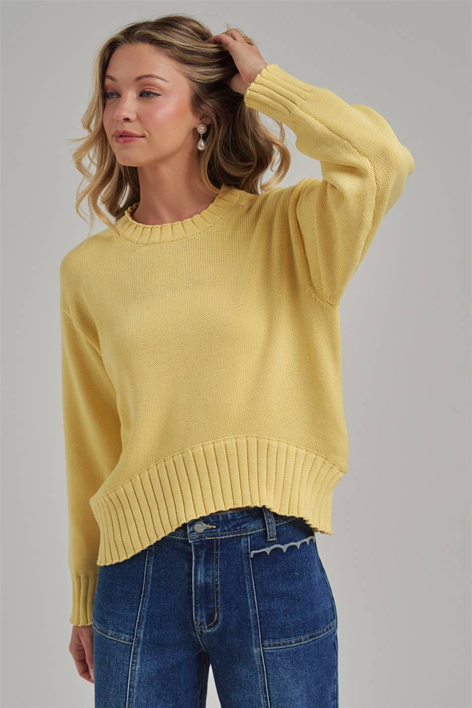 BON Lightweight Essential Sweater Top – Lemon Yellow