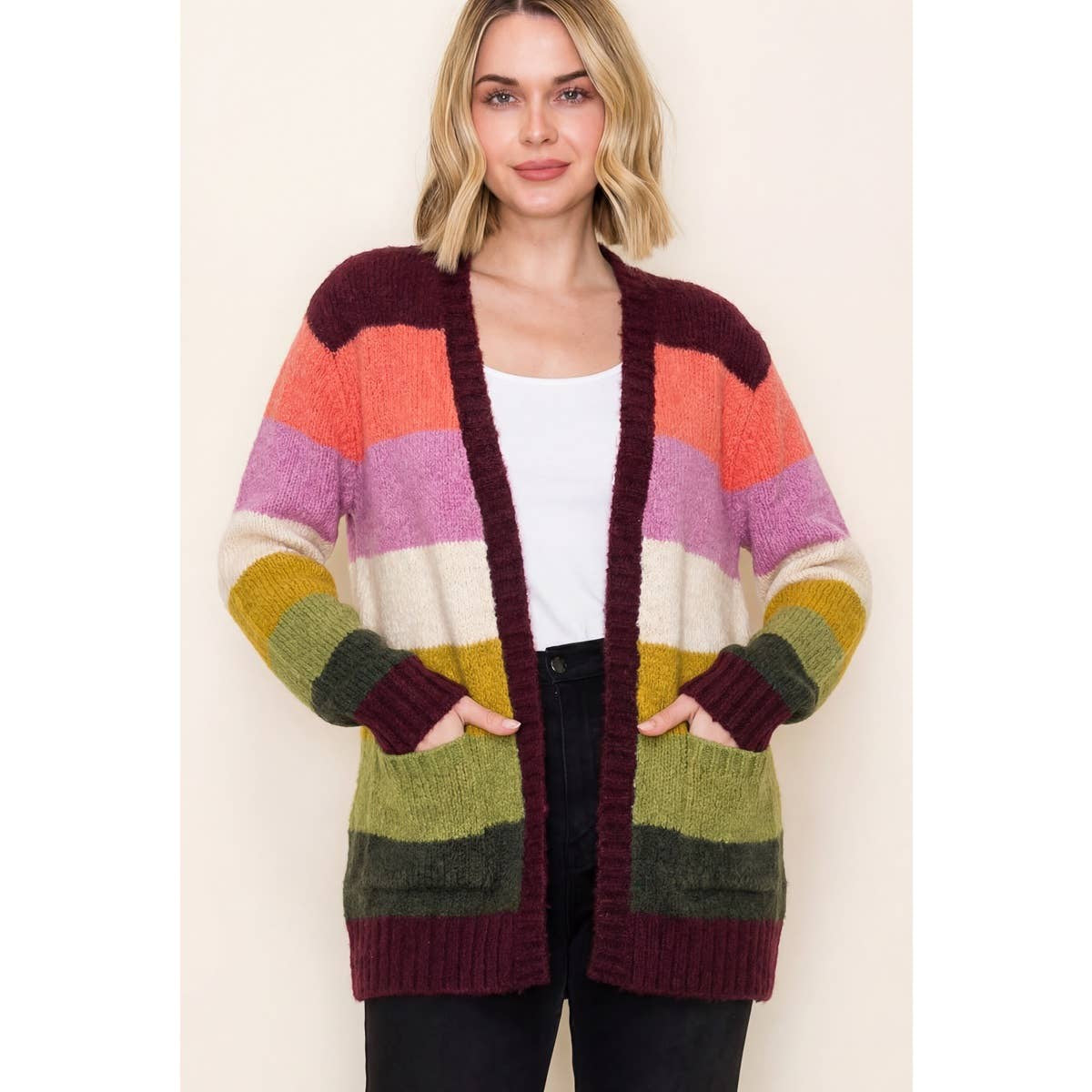 Staccato Multicolor Color Block Sweater Cardigan