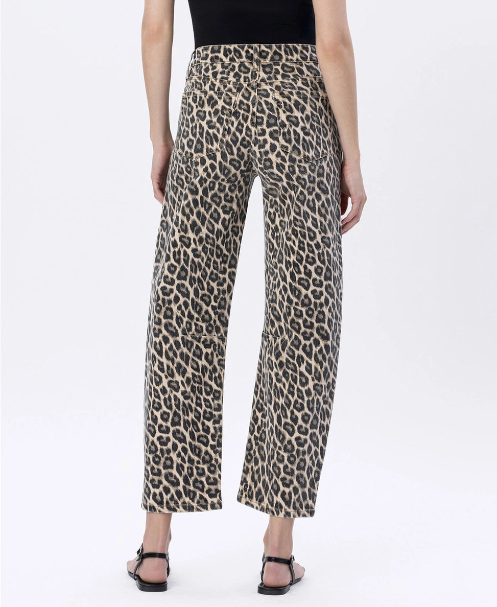 VERVET High Rise Leopard Barrel Jeans