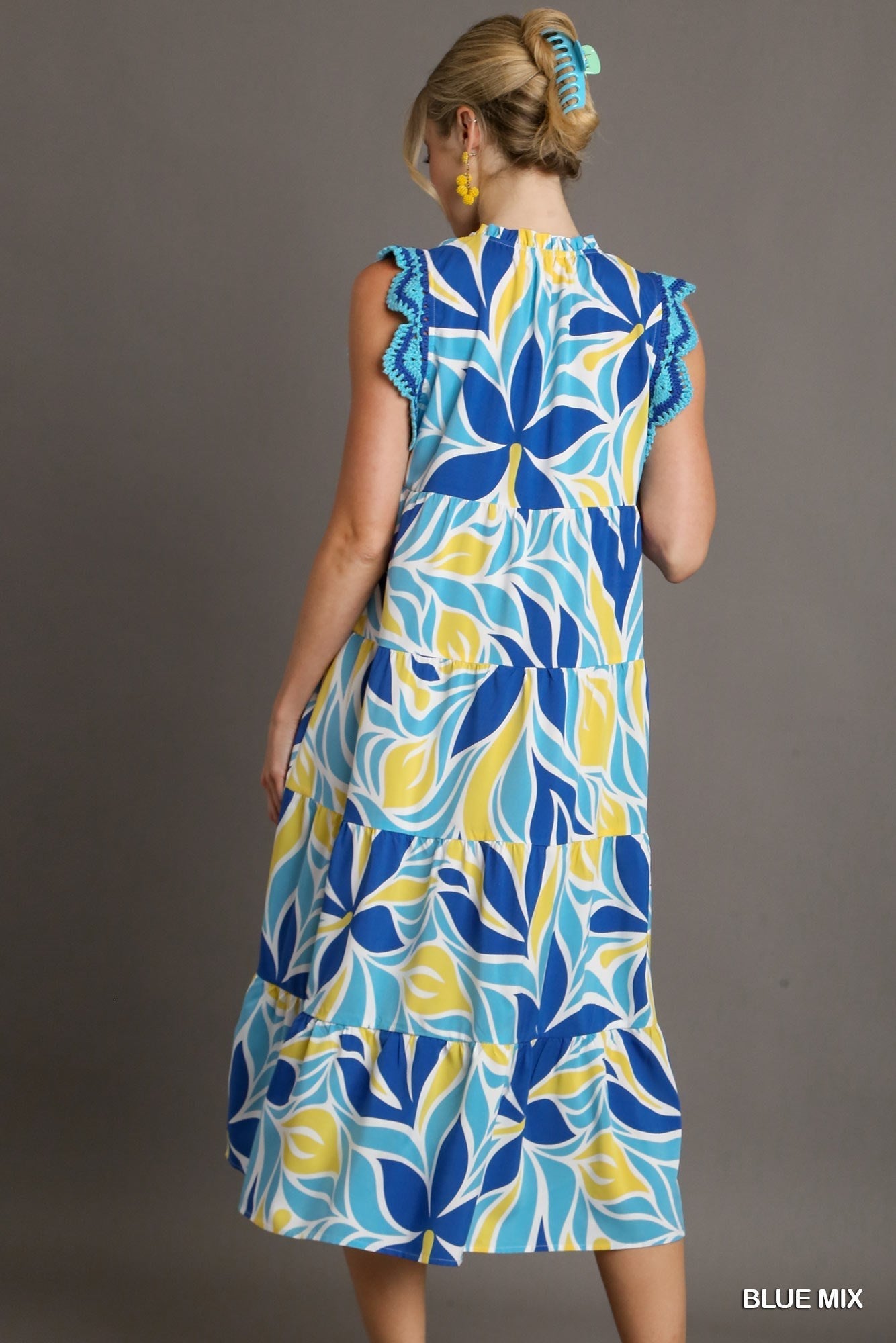 Umgee Women's Tropical Tiered Midi Dress Umgee
