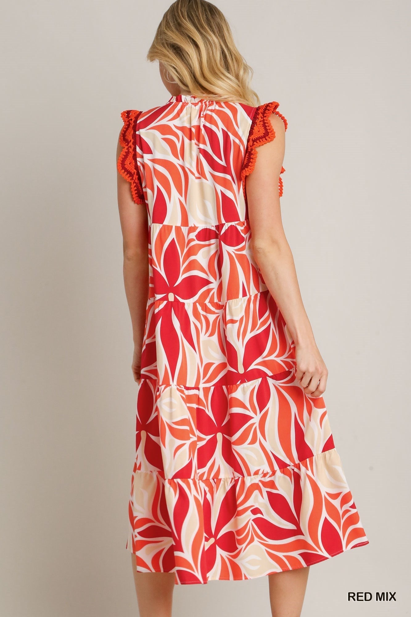 Umgee Women's Tropical Tiered Midi Dress Umgee
