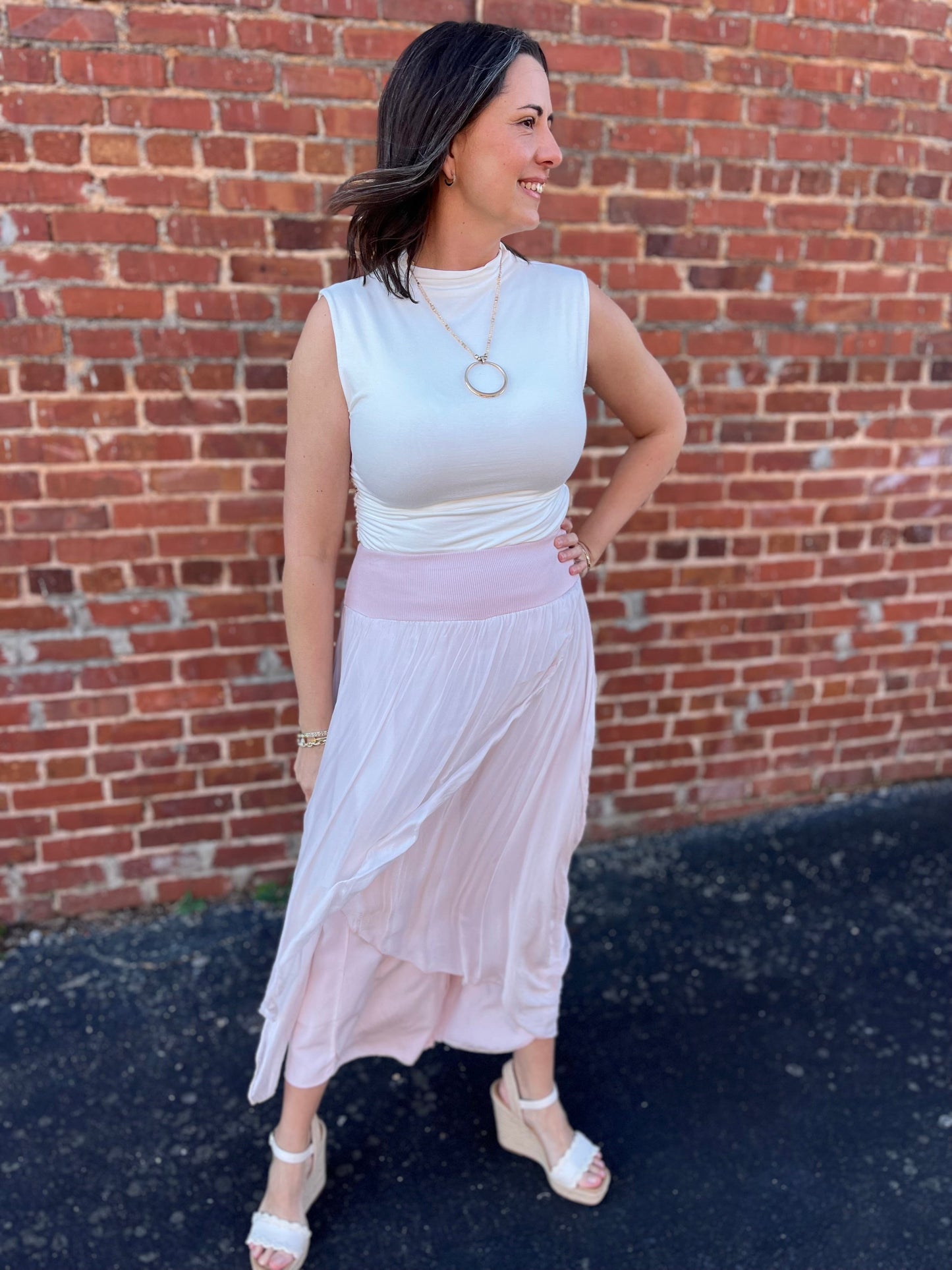 Double Layered Sleeveless Mock Neck Top Wasabi + Mint