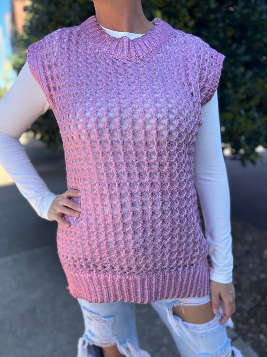 Umgee Metallic Foil Sweater Tunic Umgee