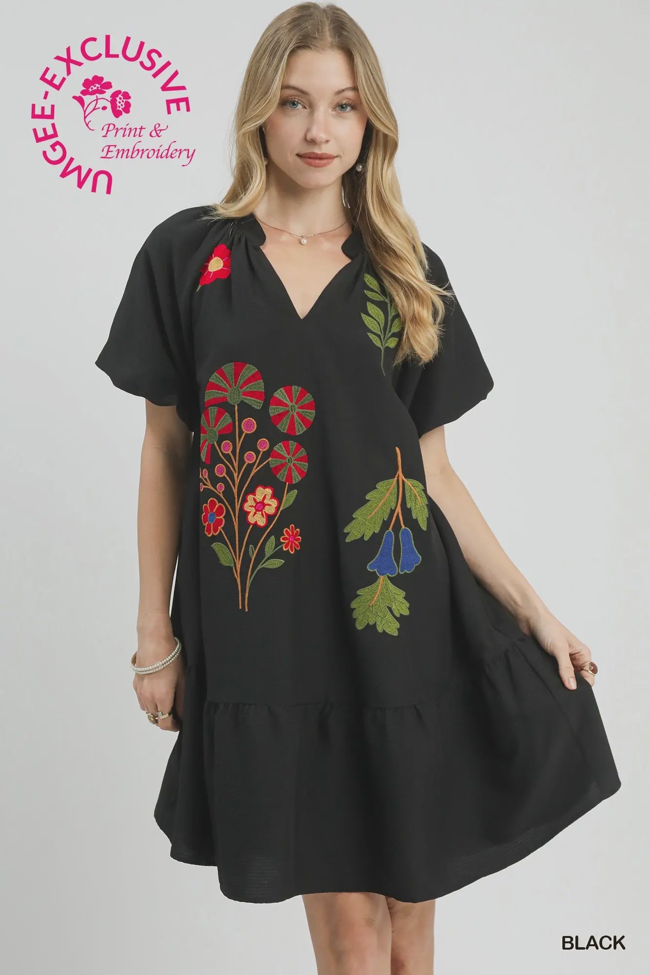 umgee embroidered dress Black Floral Color:Rose-Quartz Beautiful Wedding Gowns and Opaque Stretch YGroup_romebootmen