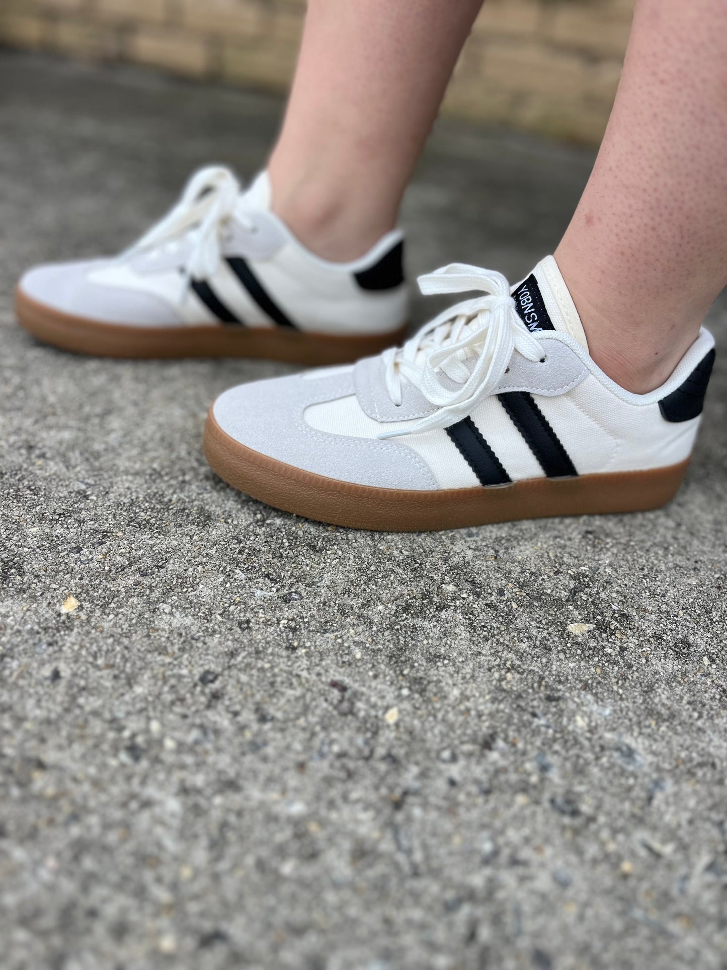 Ldc Striped Lace-Up Flat Sneakers Little Daisy Closet