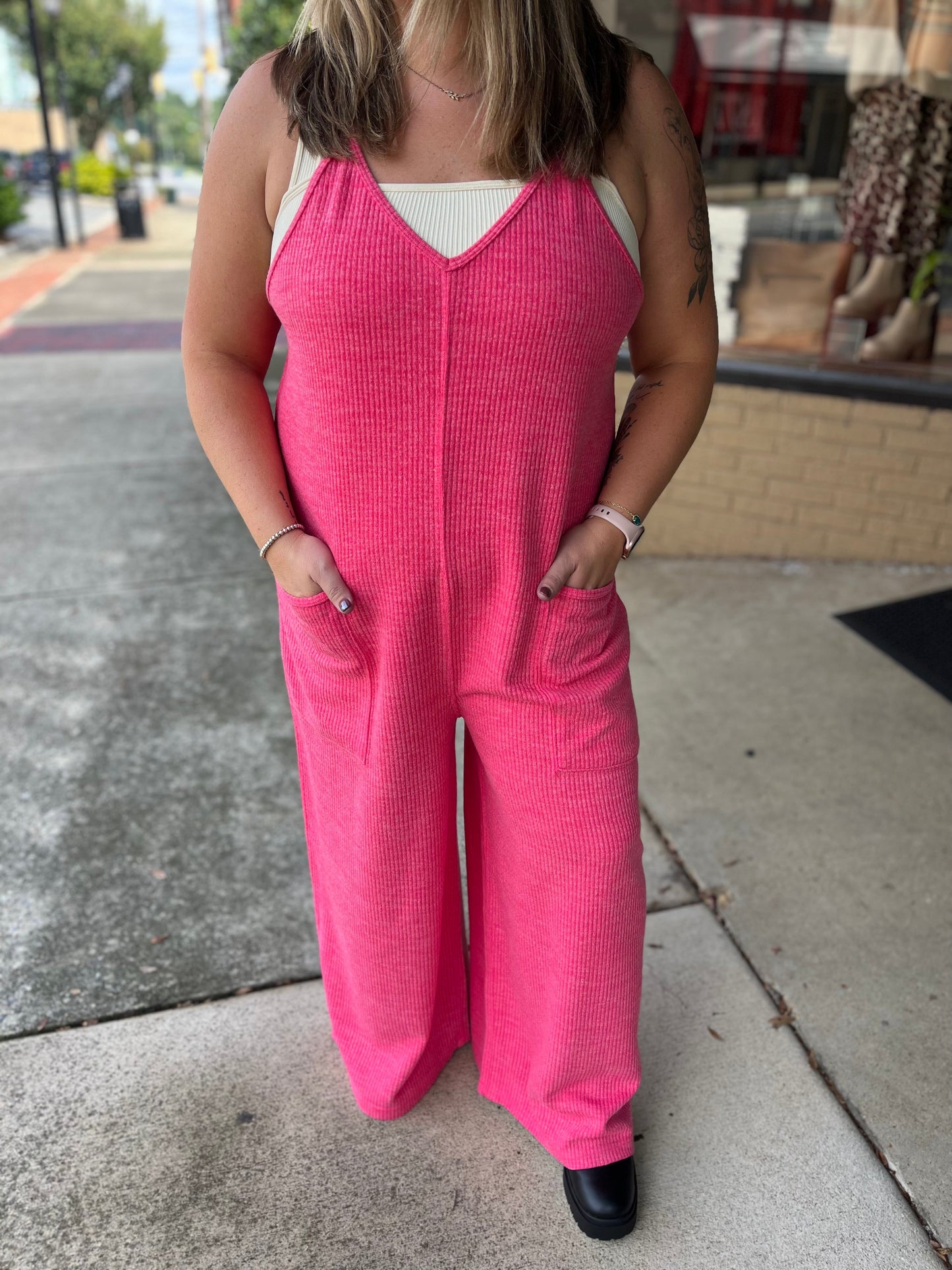 Simply Southern Knit Jumpsuit +PLUS - Pink Simply Southern