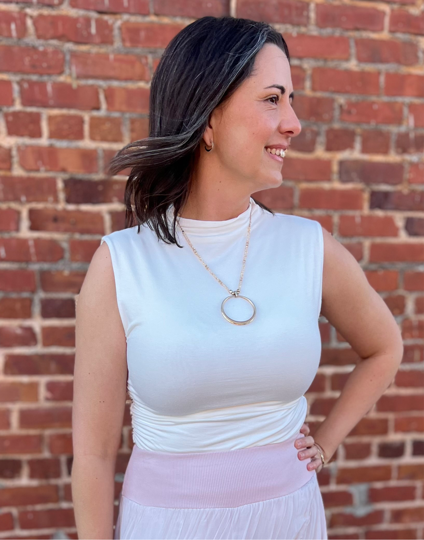 Double Layered Sleeveless Mock Neck Top Wasabi + Mint