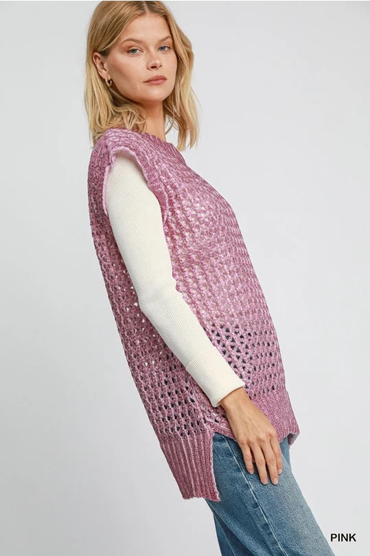 Umgee Metallic Foil Sweater Tunic Umgee
