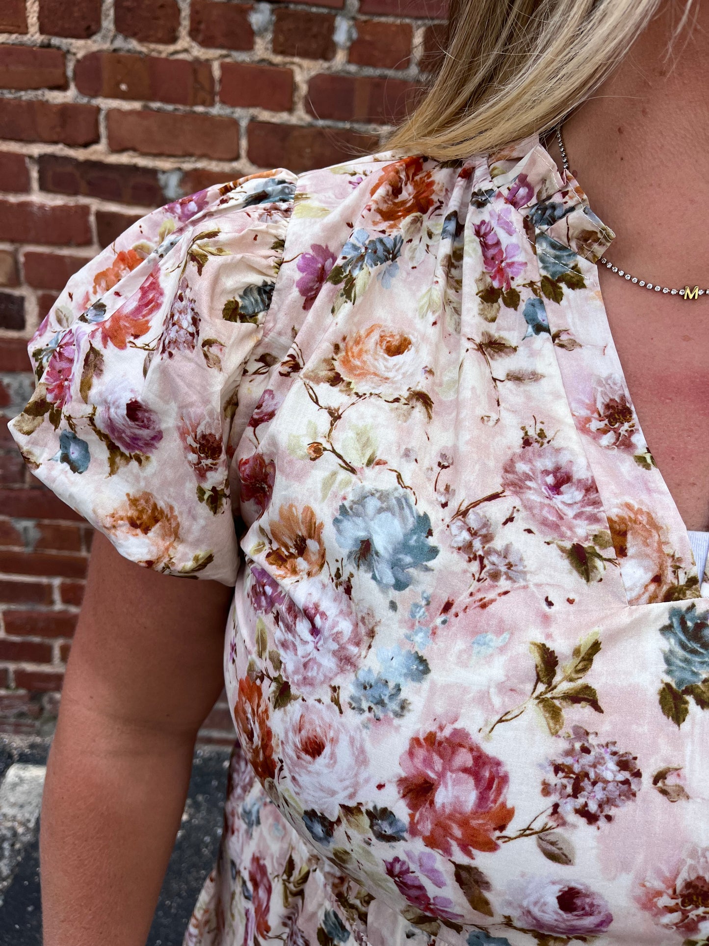 PLUS Entro Floral Print Puff Sleeve Tiered Midi Dress