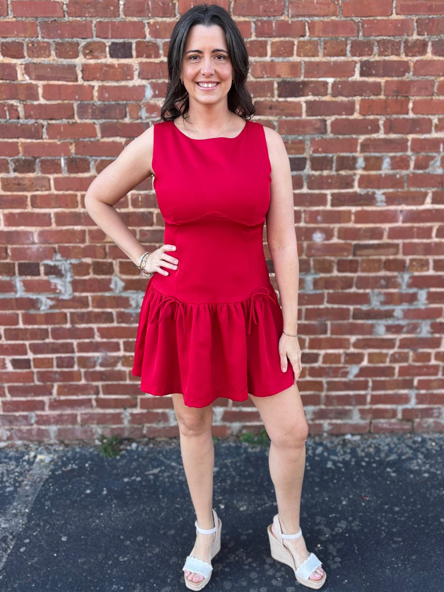 Umgee Red Sleeveless Boatneck Mini Dress Umgee