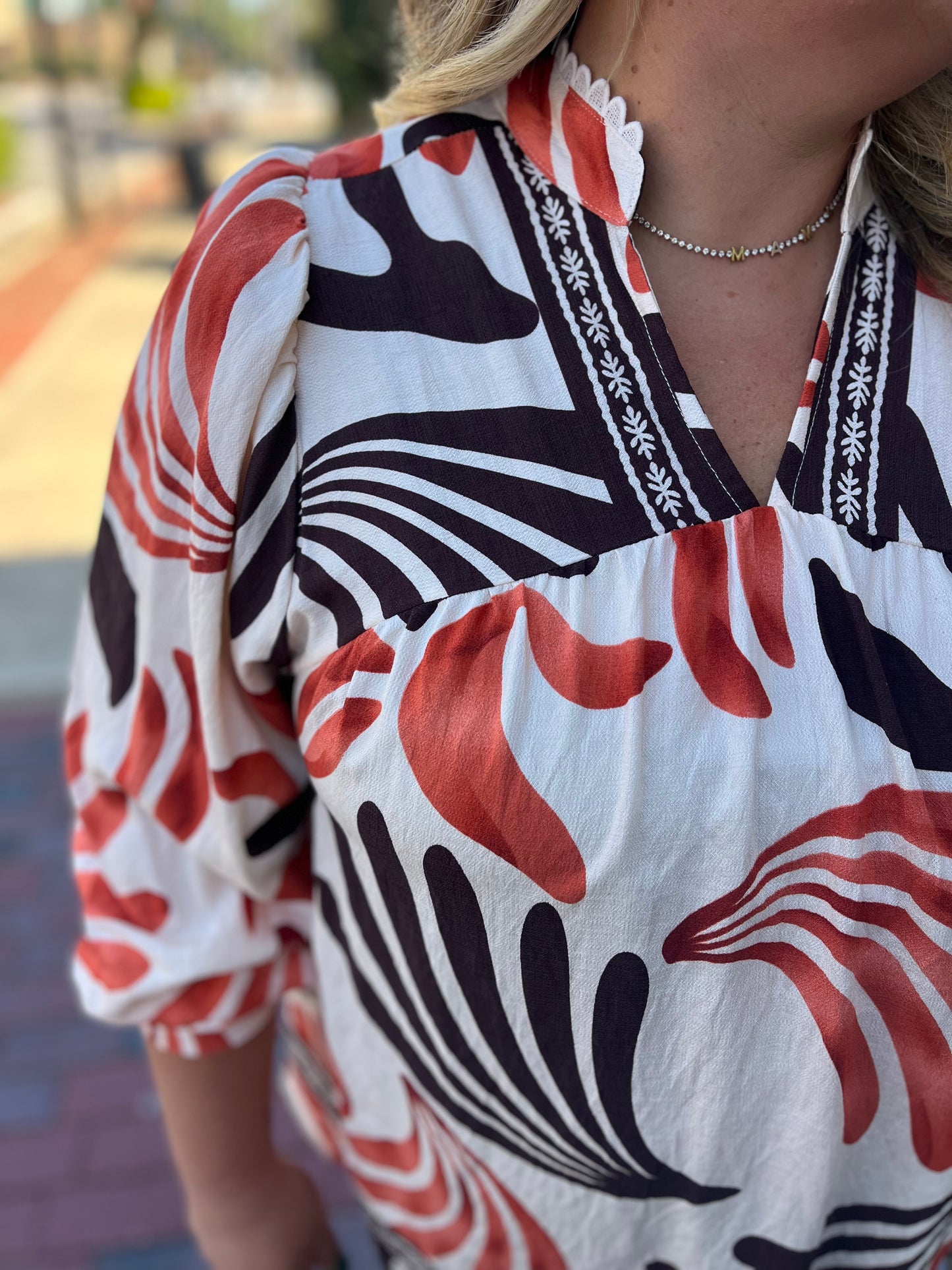 Umgee Boho Leaf Print Blouse – Relaxed & Flowing Tops