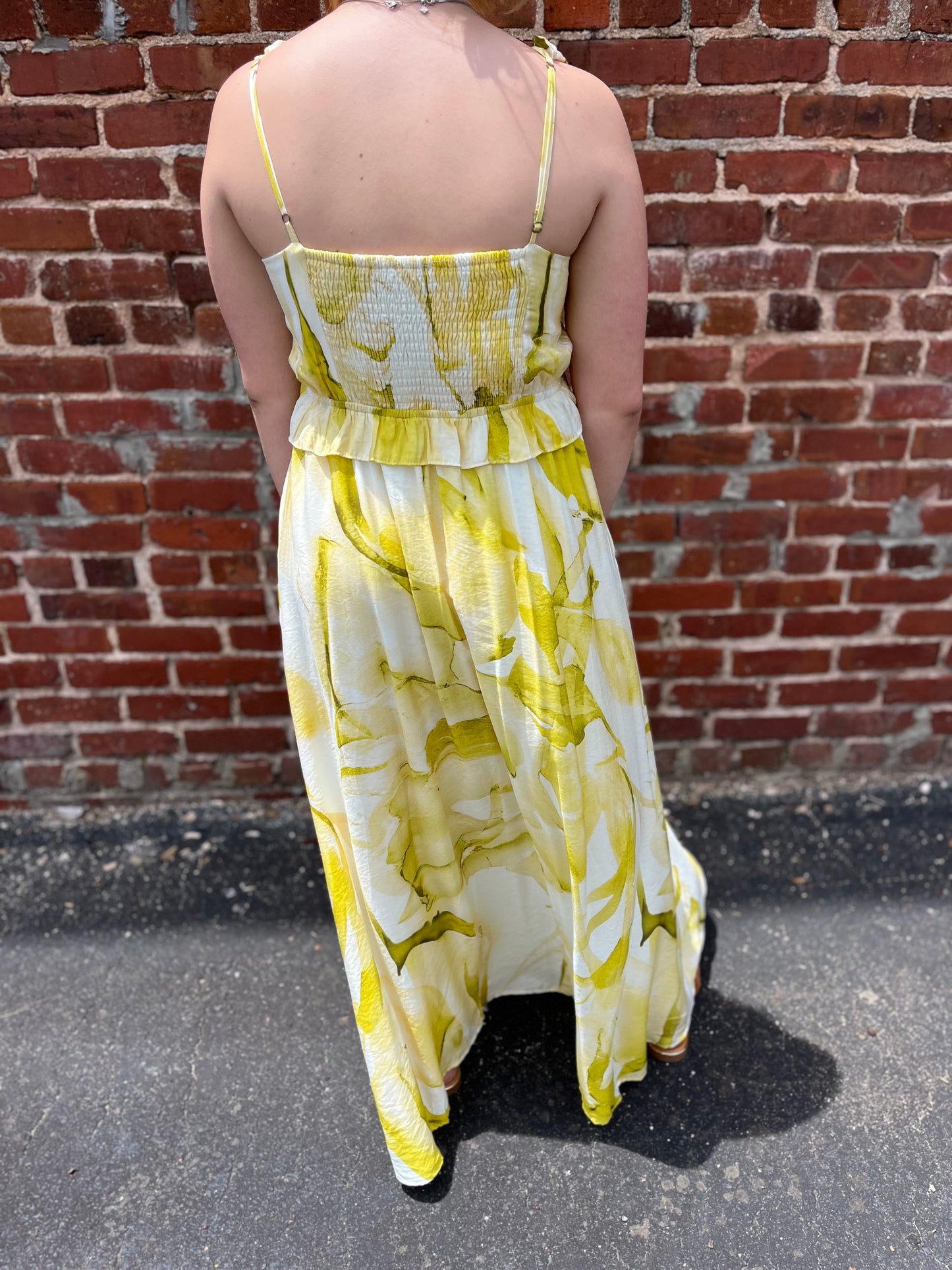 Watercolor Floral Ruffled Maxi Dress Hayden