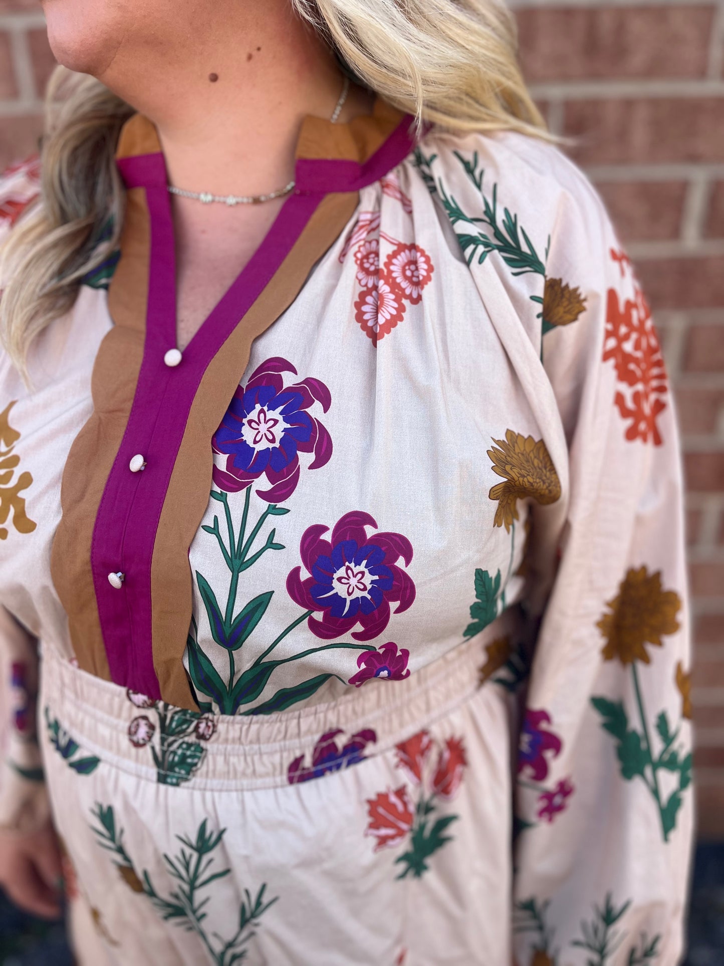 PLUS Umgee Mix Floral Midi Dress – Long Sleeve Smocked Waist Dress for Fall & Winter