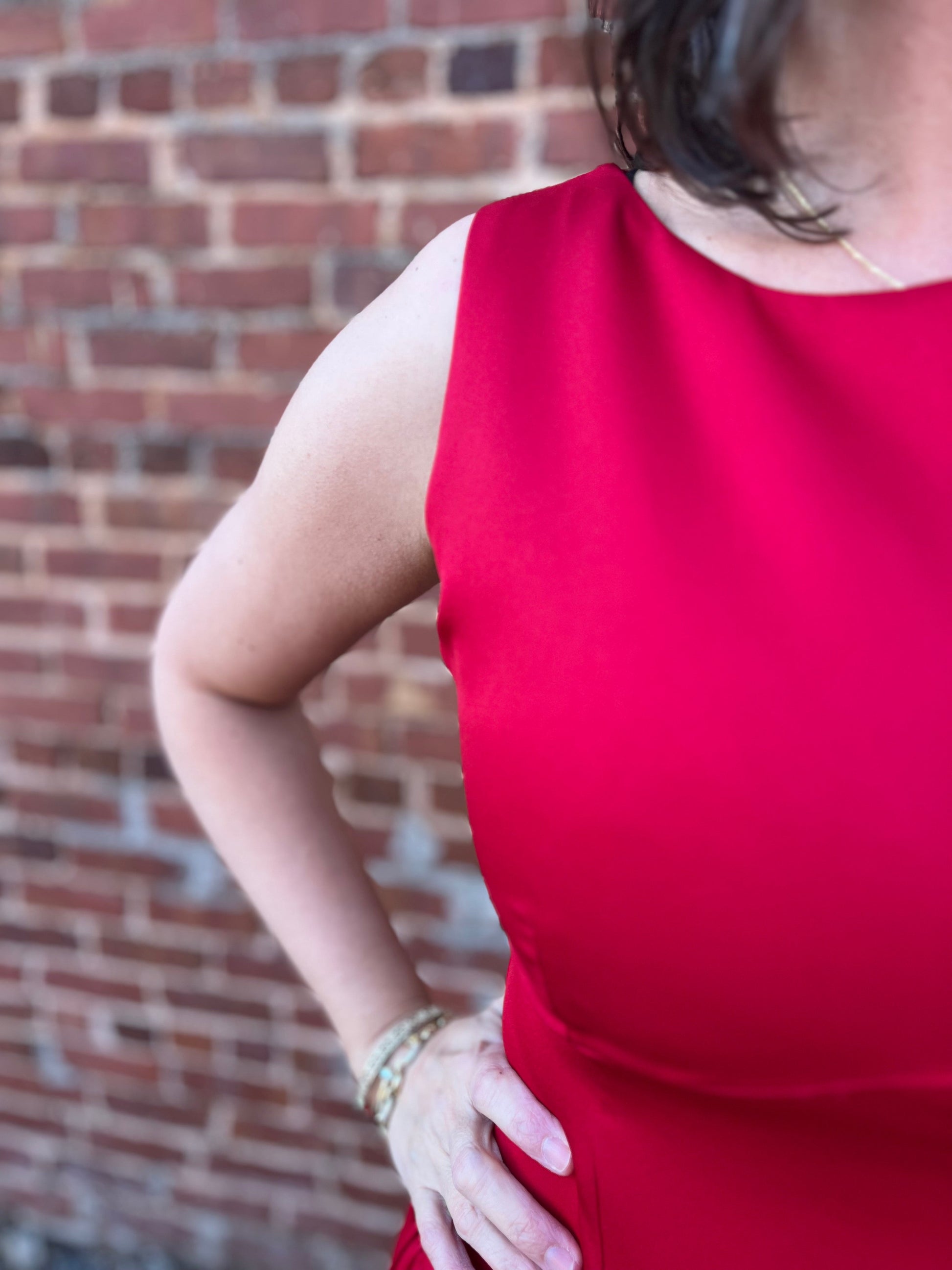 Umgee Red Sleeveless Boatneck Mini Dress Umgee