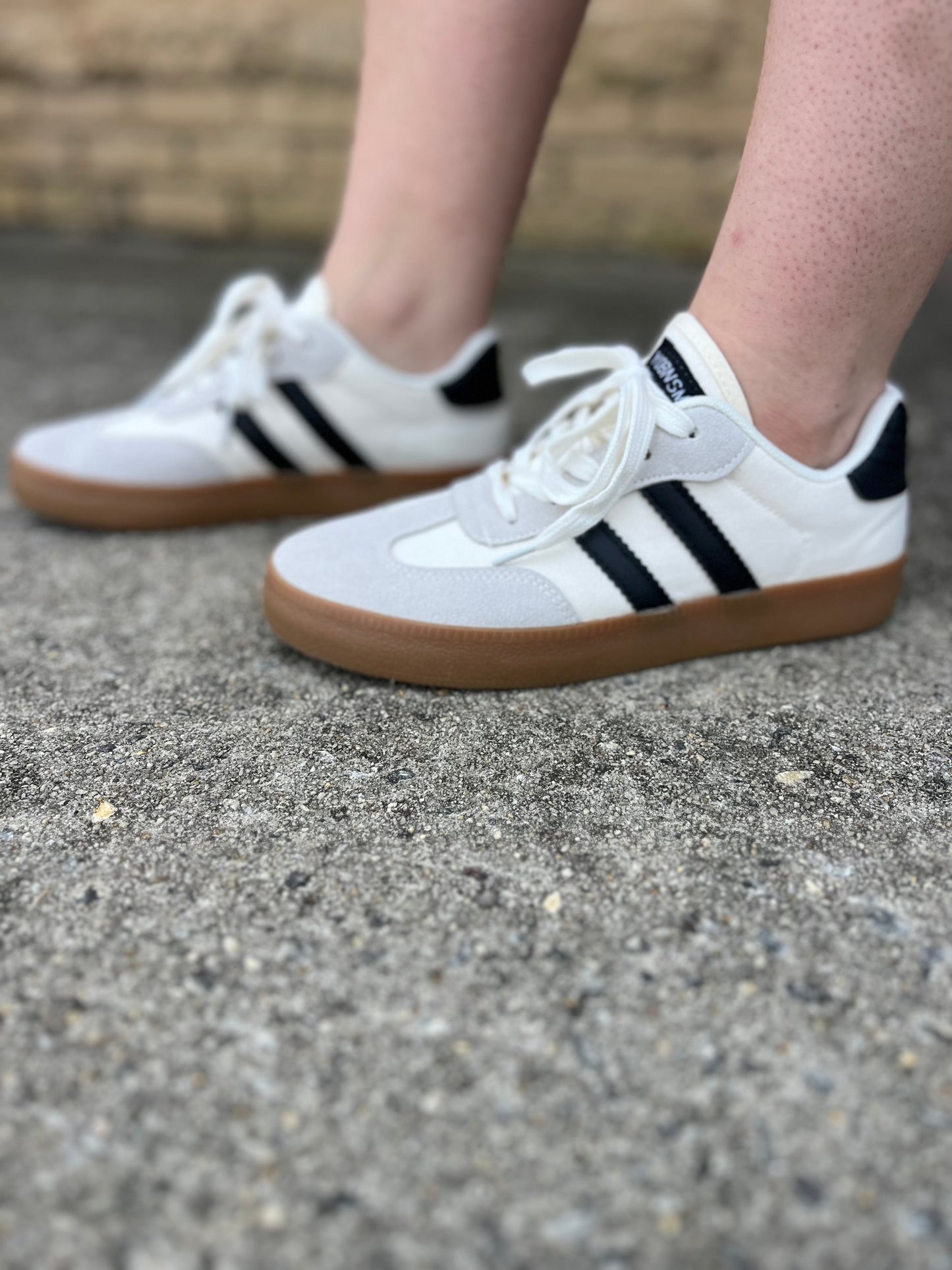 Ldc Striped Lace-Up Flat Sneakers Little Daisy Closet