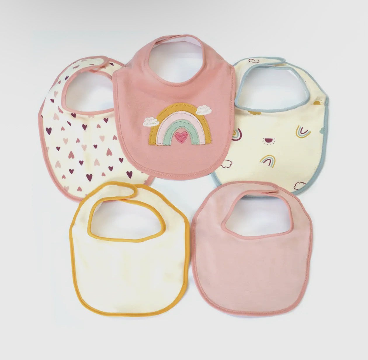 5 Pack Soft Embroidered Baby Bibs