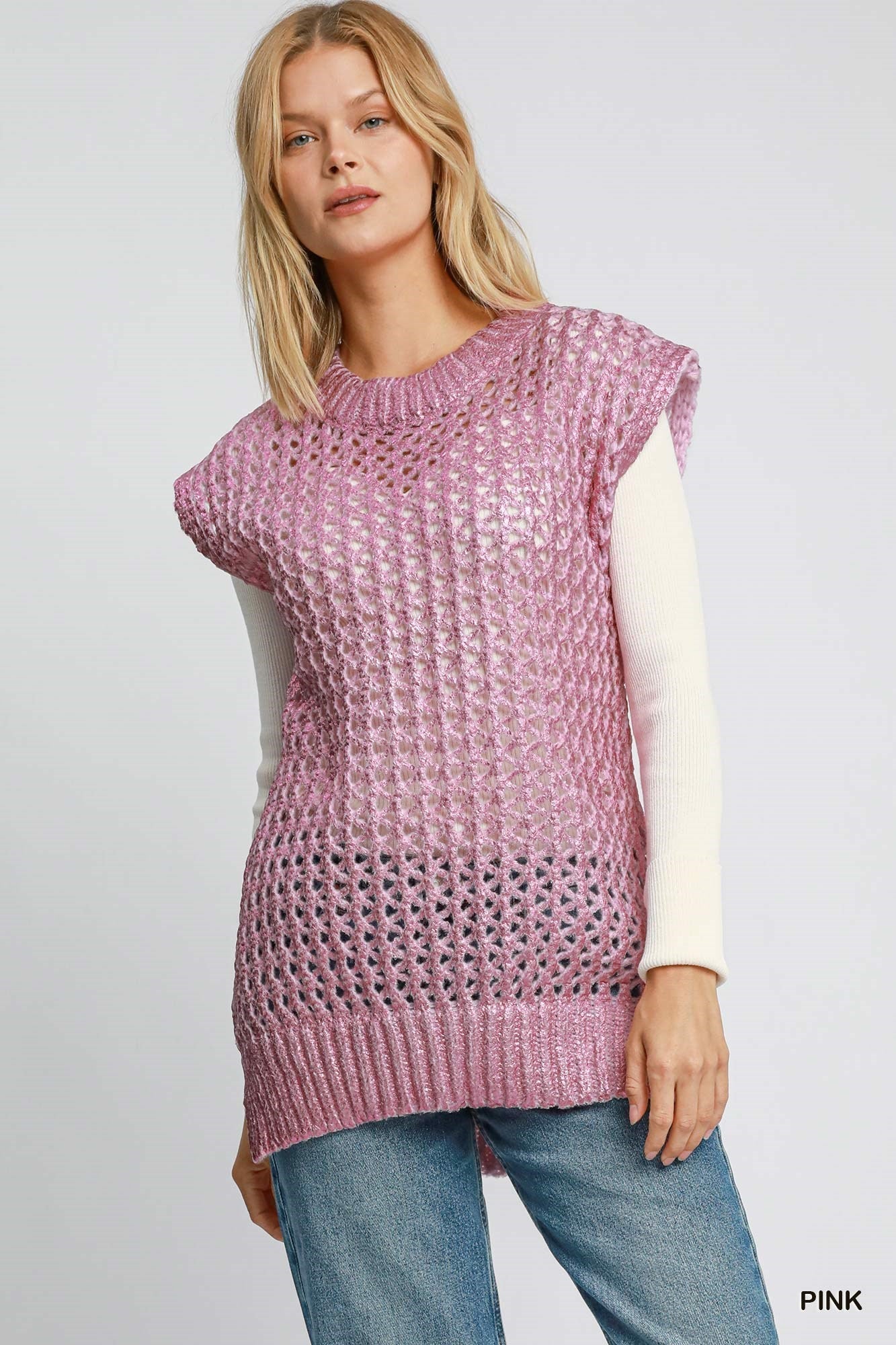 Umgee Metallic Foil Sweater Tunic Umgee