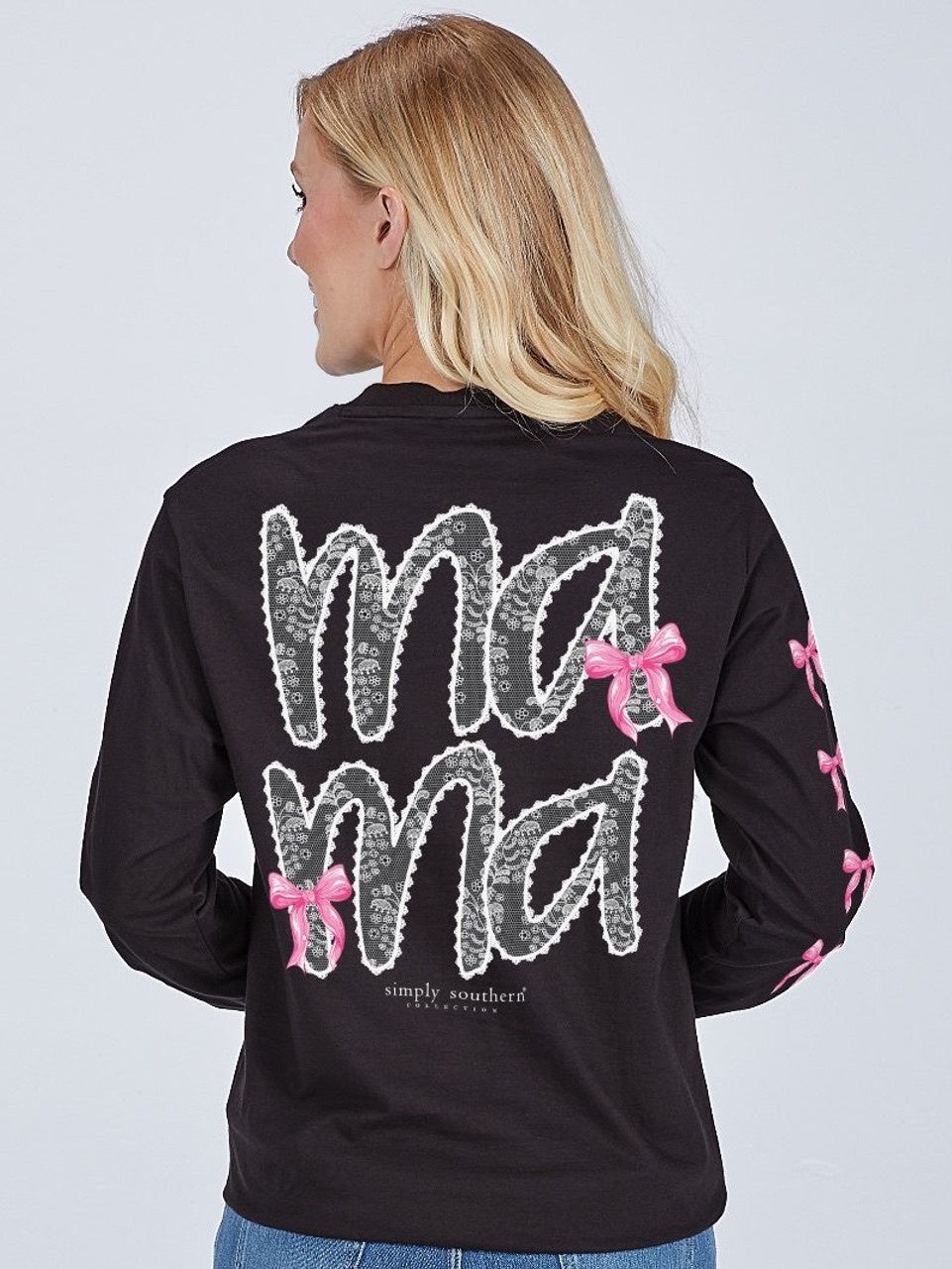 SS Mama Lace Black Long Sleeve Tee