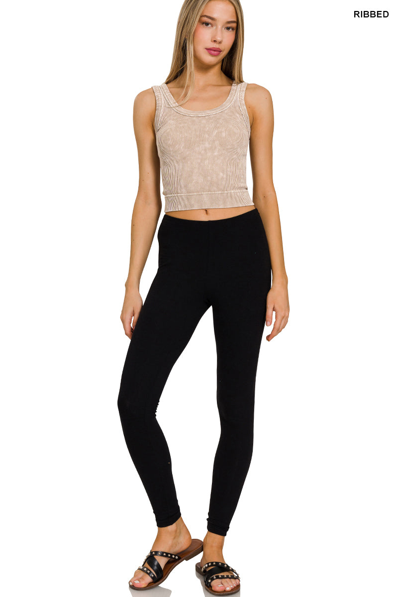 Washed Seamless Strech Scoop Neck Tank ZENANA