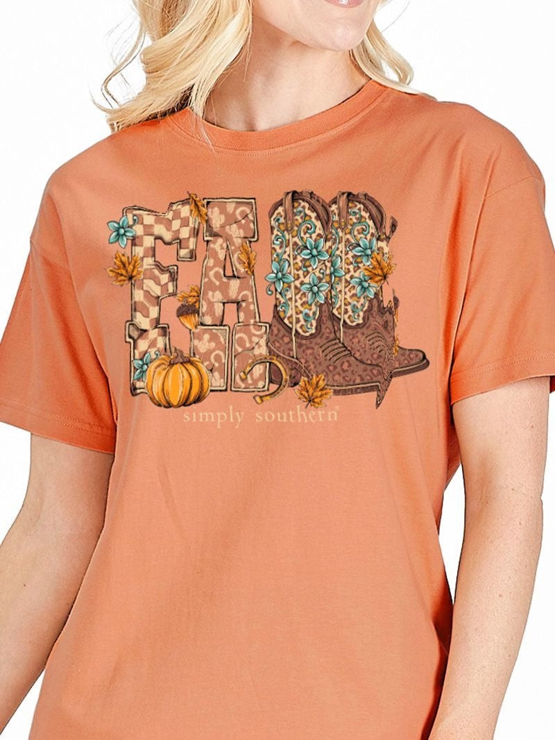Simply Southern Fall Boots Graphic Tee – Caramel