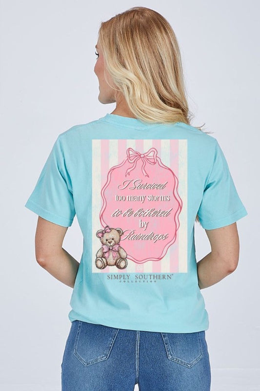 Simply Southern “Storm Survivor” Mineral Washed Aqua Tee