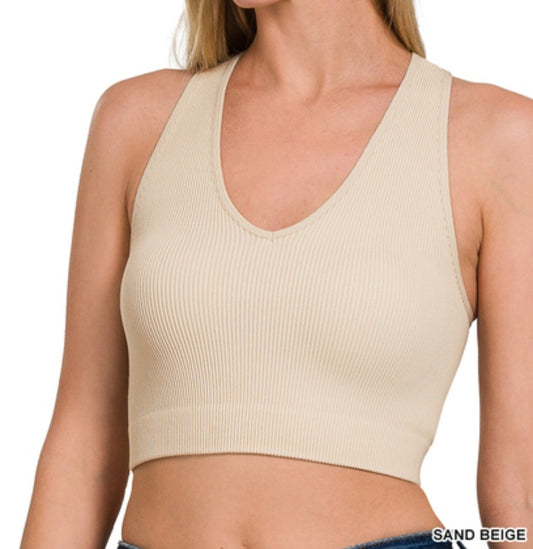 Sculpt & Stretch Ribbed Racerback Crop Tank