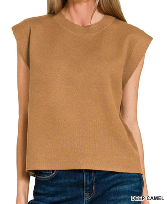 “Desert Sand” Deep Camel Viscose Sweater Vest