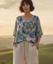 Italian Ocean Mirage Mesh Top – Vibrant Blue ONE SIZE