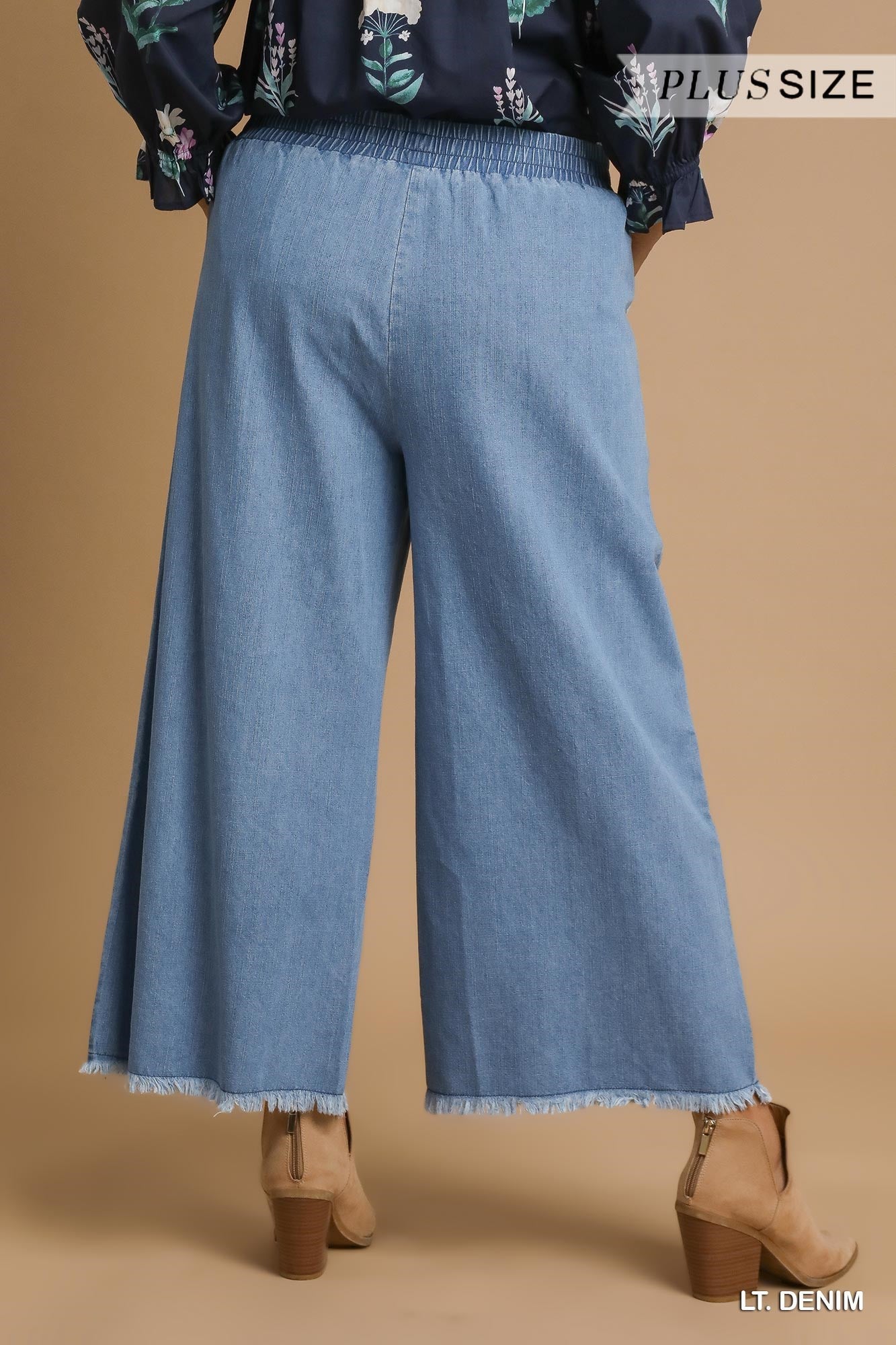 PLUS Umgee Washed Denim Wide-Leg Pants