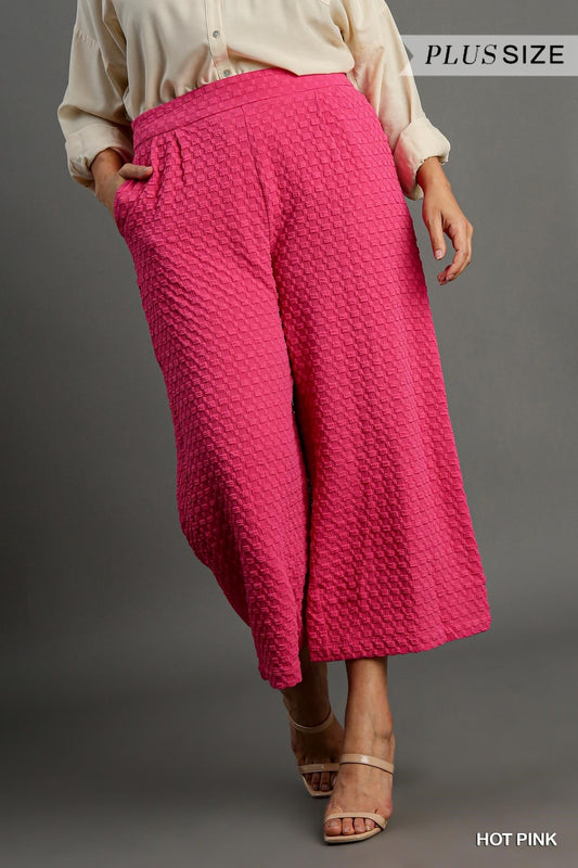PLUS Umgee Jacquard Wide-Leg Pleated Pants Umgee