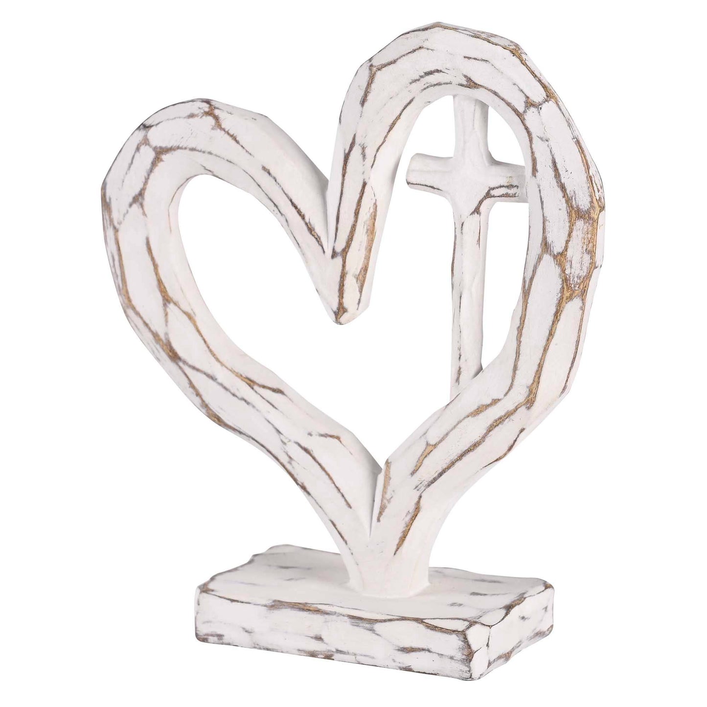 Tabletop Heart With Cross White 7.5H Dicksons