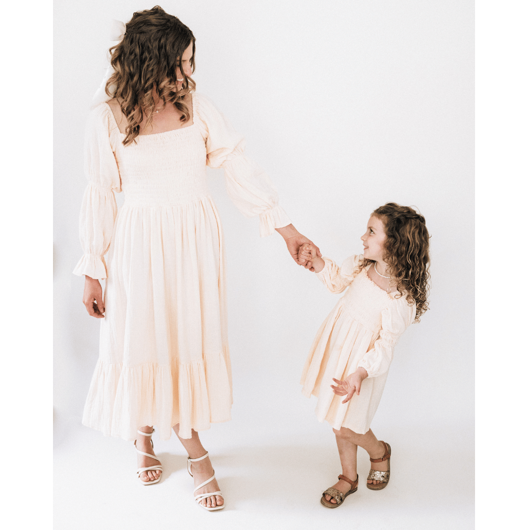 Muslin Puffed Sleeve Mommy & Me Dress - Child: 8-9Y