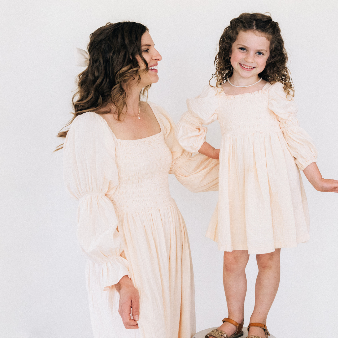 Muslin Puffed Sleeve Mommy & Me Dress - Child: 8-9Y