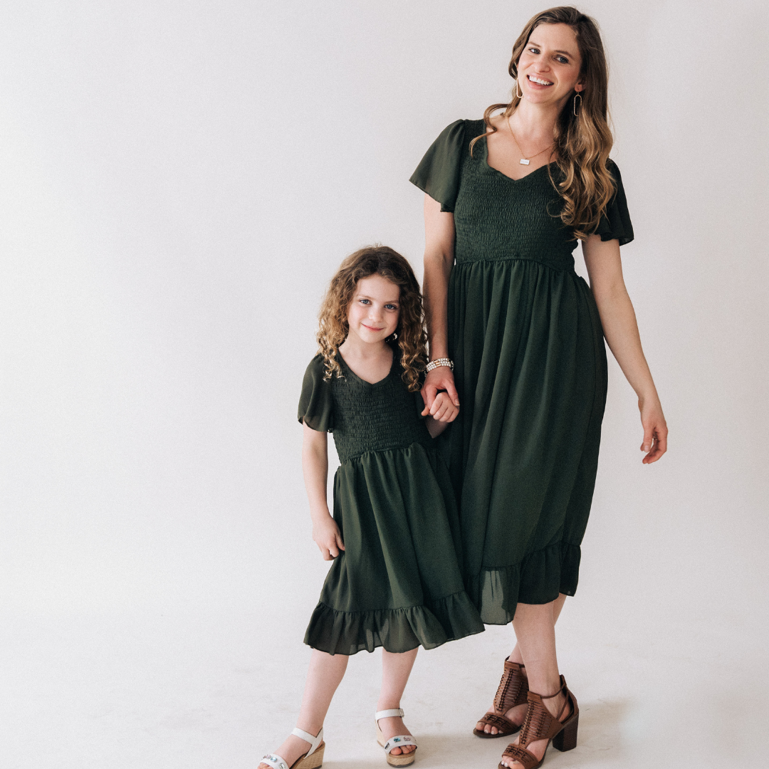 Dark Green Chiffon Dress - Child: 12-18M
