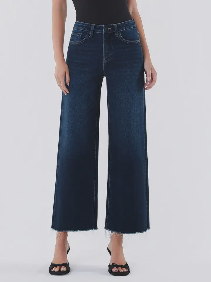 Vervet HR Dark Wash Wide Leg Ankle Length Stretch Denim