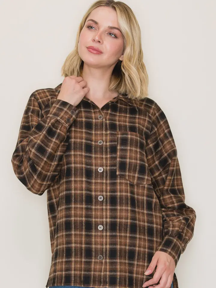Staccato Plaid Button Down Shirt – Raglan Sleeve Classic
