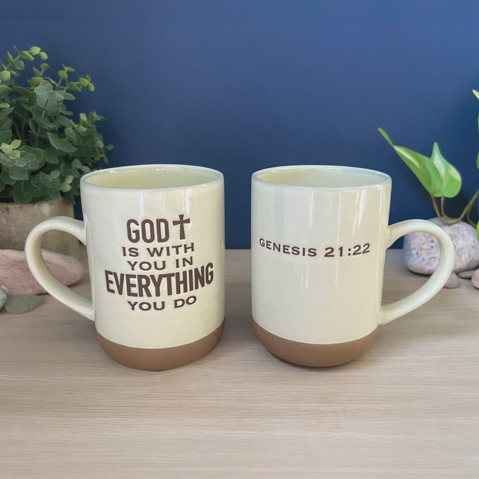 GOD IS WITH YOU POTTERY MUG