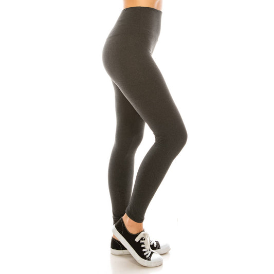 5" Yoga Band Buttery Soft High Waist Leggings: H Dark Charcoal / ONE
