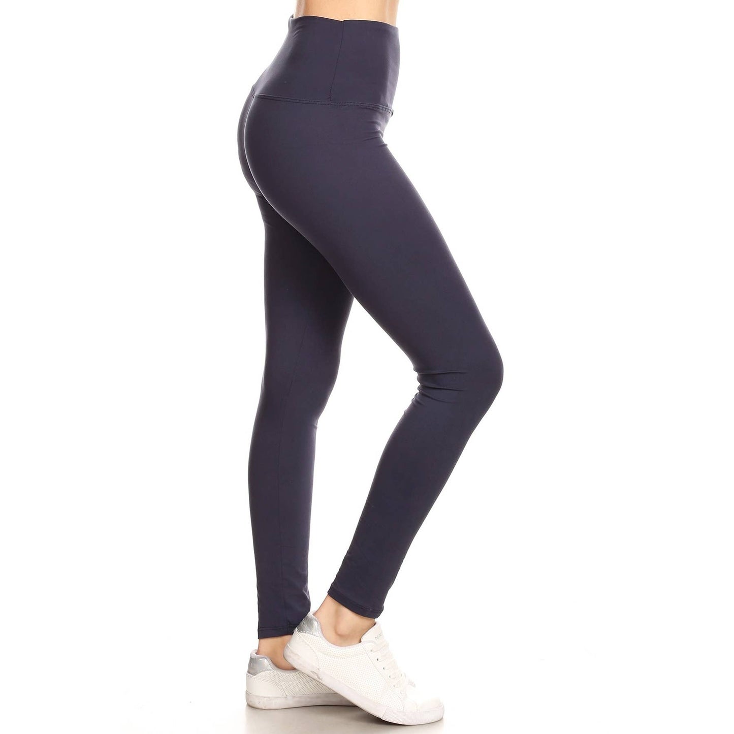 5" Yoga Band Buttery Soft High Waist Leggings: H Dark Charcoal / ONE