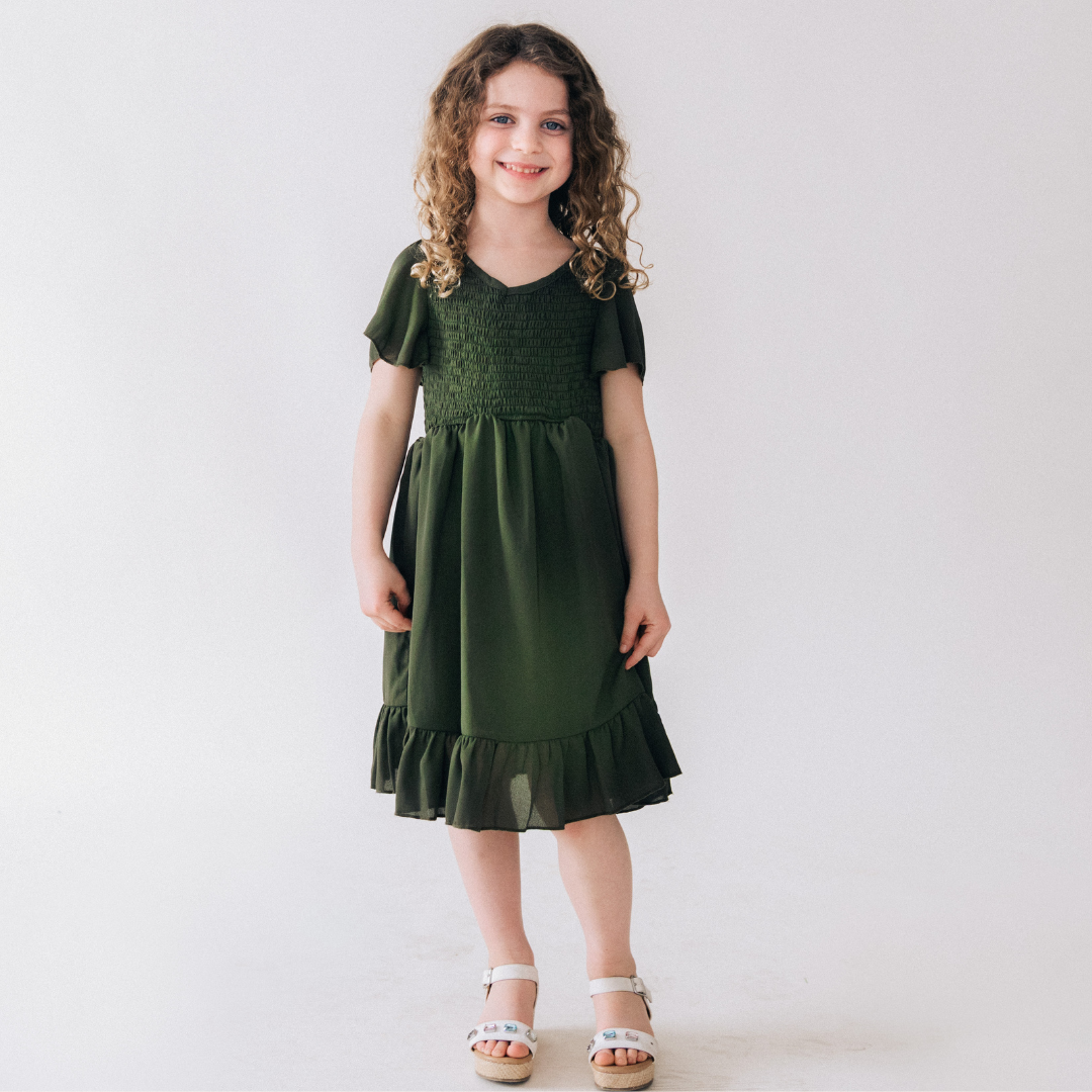 Dark Green Chiffon Dress - Child: 12-18M