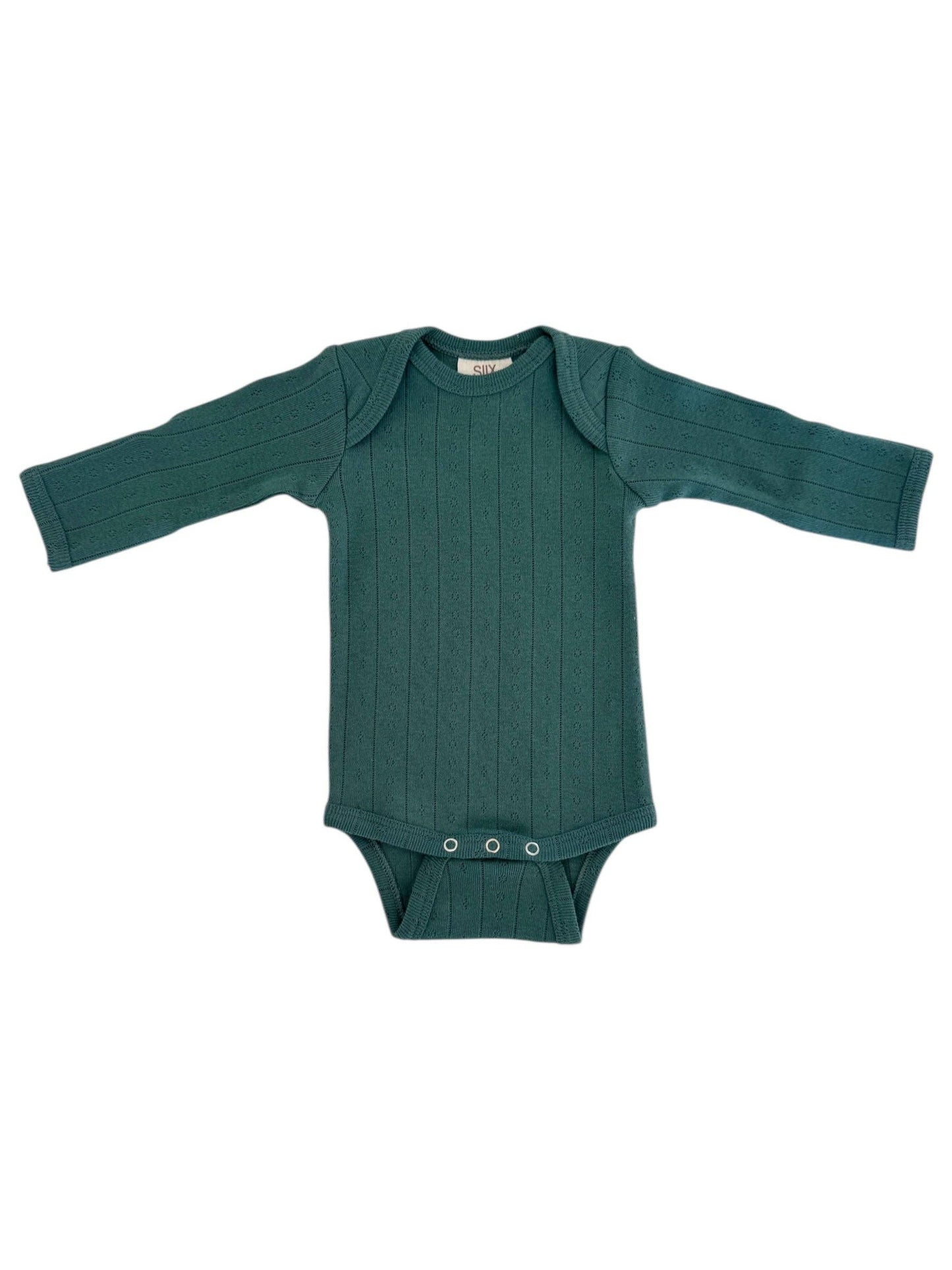 Pine / Organic Pointelle Long Sleeve Bodysuit: 0 - 3 mo.