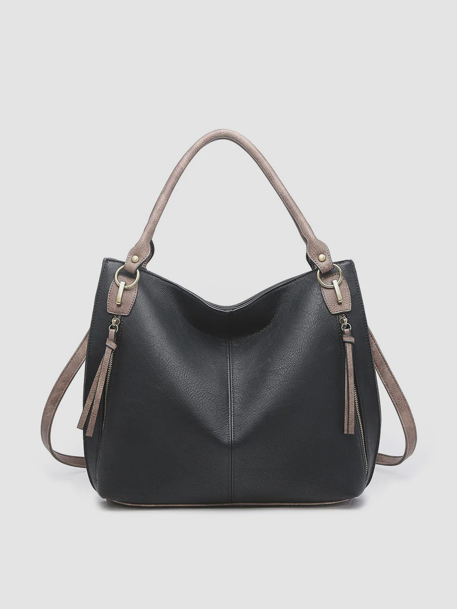 Jen & Co Connar Distressed Side Pocket Tote – Vegan Leather Handbag