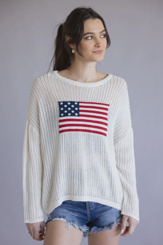 SS Open Knit Flag Sweater