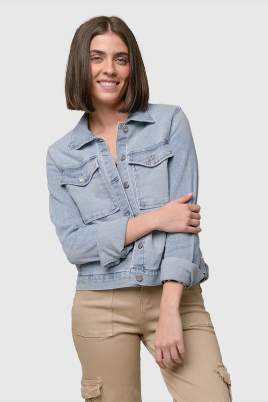 Stretch Denim Jacket w/ Patch Pockets